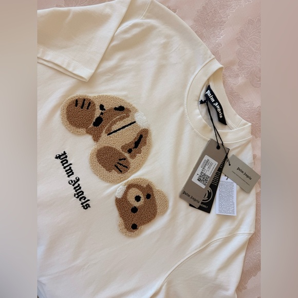 Palm Angels Cream Teddy Bear T-Shirt - Picture 1 of 10